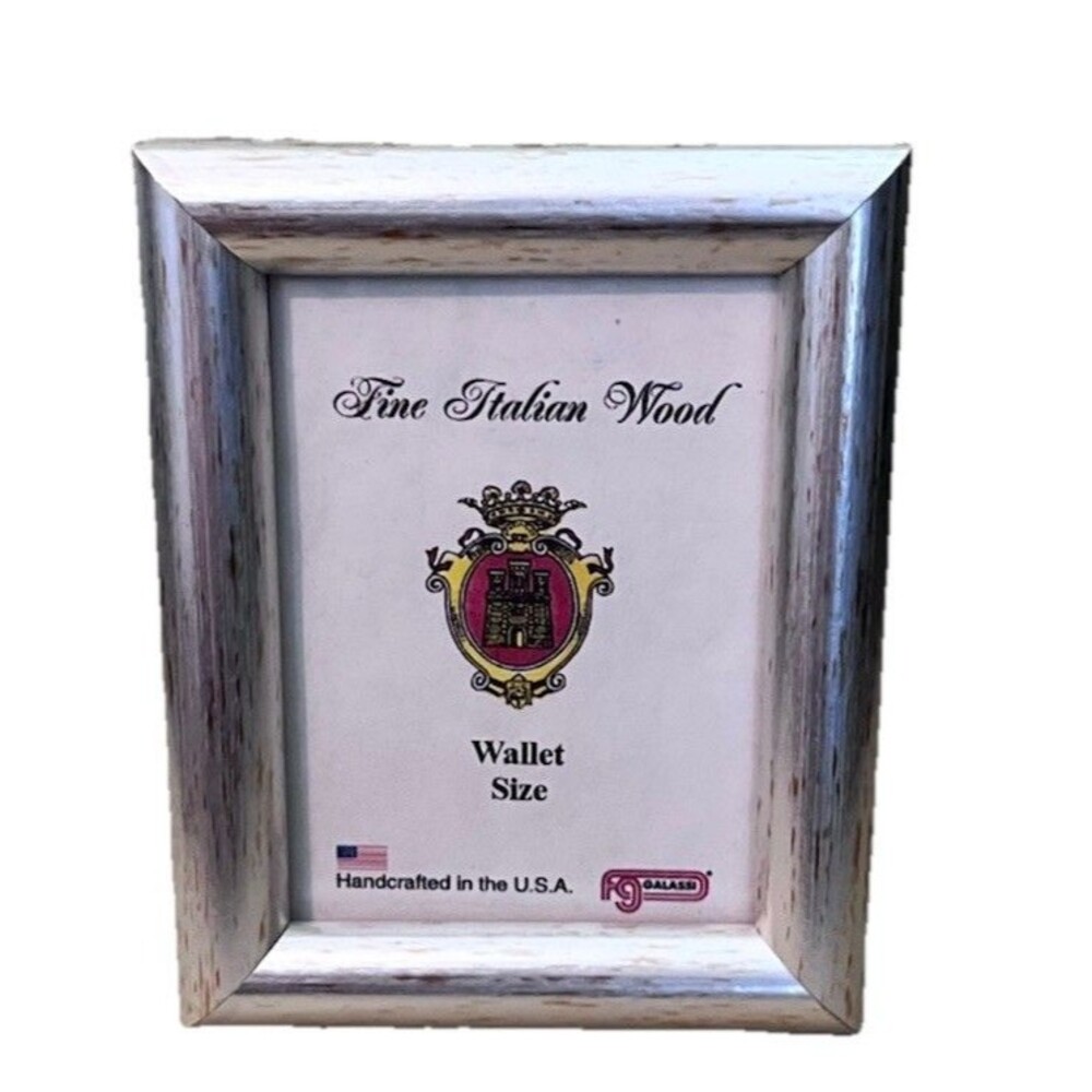 Galassi Photo Frame Fine Italian Wood • Handcrafted USA Wallet Size Silver